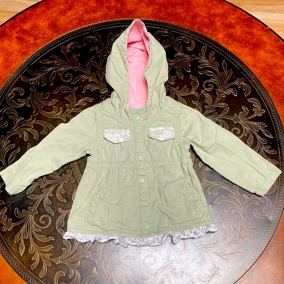 Nannette Kids 100% Cotton Girls Green & Pink Button Front Snaps Jacket Size 2T - Picture 1 of 7
